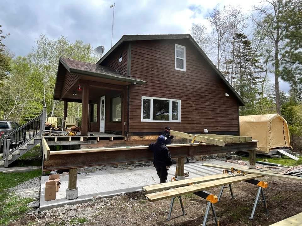 Home renovation with brand new deck in progress. 