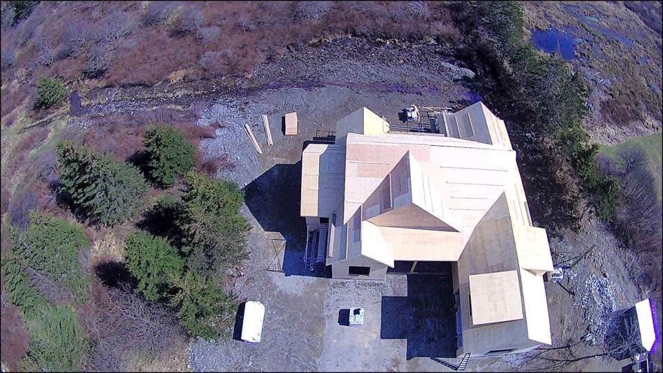 A new house build from high up in the air